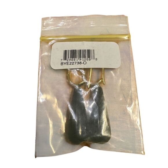 Macy's 14K Gold Plated Genuine Onyx Stone Teardrop Earrings - Picture 5 of 9